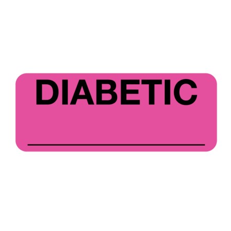 Nevs Label, Diabetic _ 7/8 x 2-1/4 Flr Flr Pink w/Black VW-0027